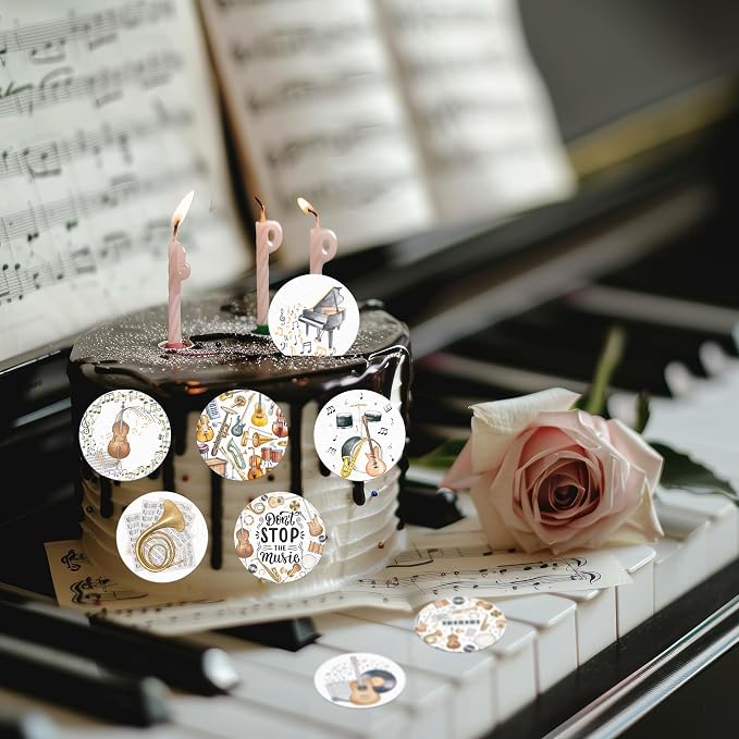 36PCS Edible Musical Instrument Cupcake Toppers Wafer Paper Music Symbol Cake Picks Music Concert Cake Topper Guita Piano Violin Cupcake Picks for Concert Theme Party Decor (Musical)