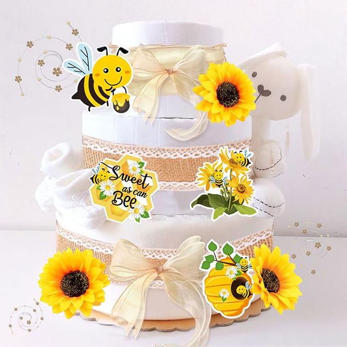 Honey Bee Baby Shower Diaper Cake Decorating Kit Party Supplies Gender Reveal Decorations Baby Shower Gifts Cake Topper Sweet As Can Bee Party