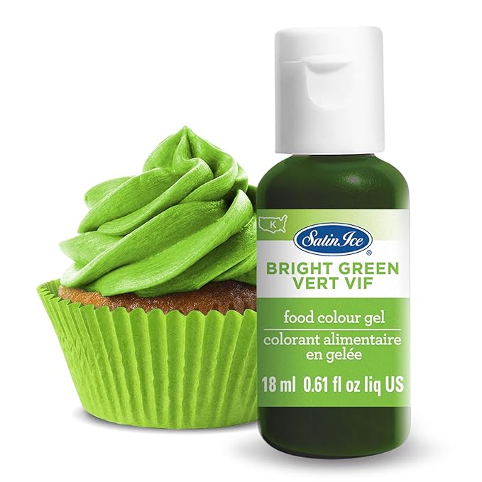 Satin Ice Food Color Liquid Gel, 0.61 fl oz Bottle, Bright Green
