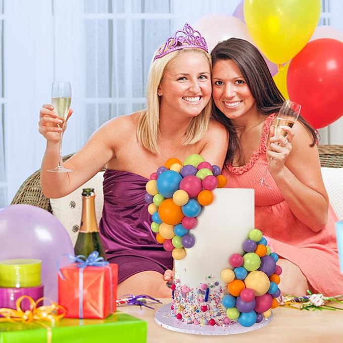 56 PCS Ball Cake Picks Colorful Ball Shaped Cake Topper Pearl Balls Cupcake Cake Insert Topper for Birthday Party Wedding Decoration Supplies Color Series Six Colors
