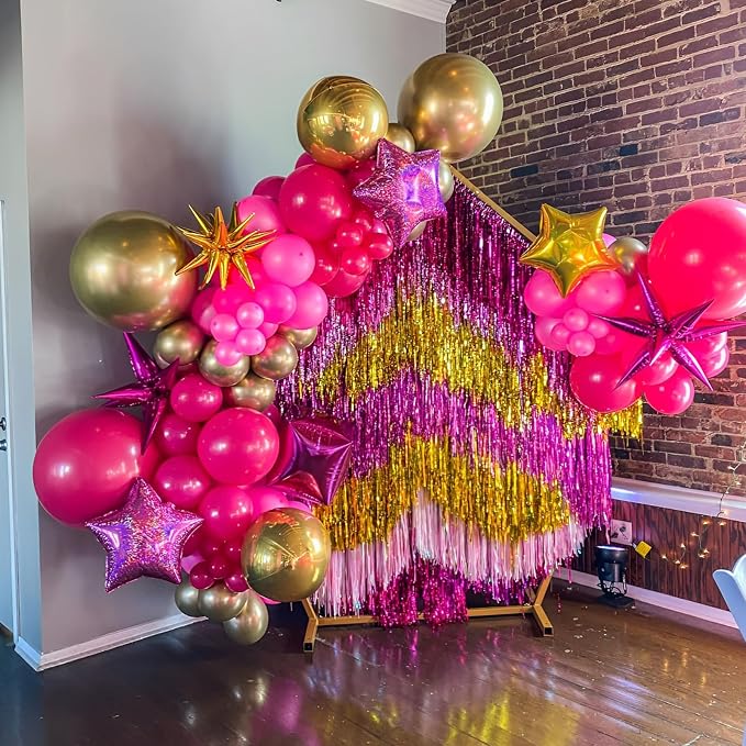 Voircoloria 90pack Hot Pink Balloons Different Size 18/12/10/5 Inch Dark Pink Balloon Garland Arch Kit for Graduation, Wedding, Birthday, Princess Theme Party, Valentine's Day, Baby Shower Decorations