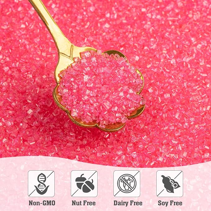 Twisweet Pink Sprinkles, Edible Sanding Sugar Crystals for Cake Decorating, Extra Fine Candy Sprinkles for Baking, Cupcake Topping Ice Cream Donut Cookies Decoration, Wedding Party Valentine Christmas Supplies (150g/5.3oz)