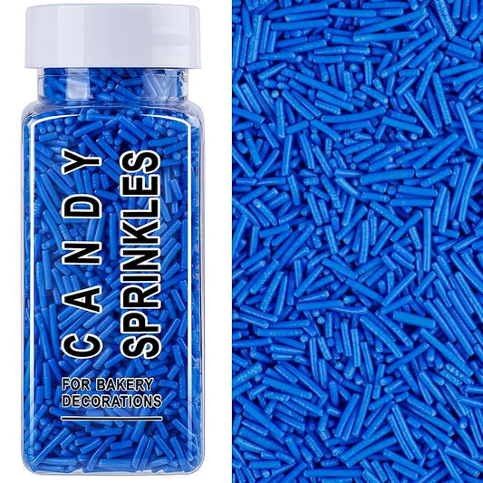 Blue Jimmies Sprinkles, Edible Royal Blue Sprinkles for Baking Topping, Cupcakes, Cookies, Ice Cream & Cake Decorating, Patriotic 4th of July Memorial Day Holiday Party Supplies