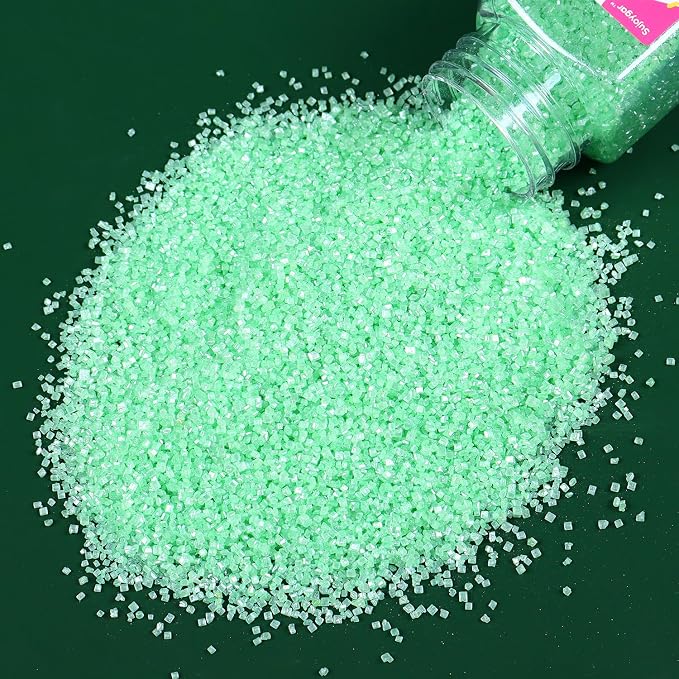 Green Sanding Sugar Sprinkles, 4.02oz Easter Green Edible Glitter Sprinkles for Cake Decorating Cupcake Toppers Baking Drinks Cookie Ice Cream Dount Chocolate Christmas