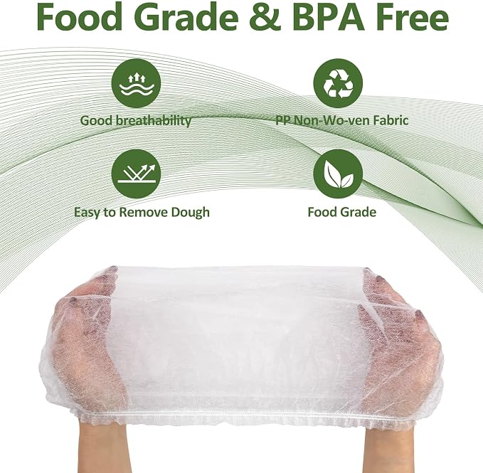 50Pcs Banneton Bread Proofing Basket Liner,21"Bread Bowls Liner Non-Stick Dough,BPA-Free Non Woven Sourdough Bread Basket Liners,Elastic Banneton Liners for Prevents Dough from Sticking to Basket