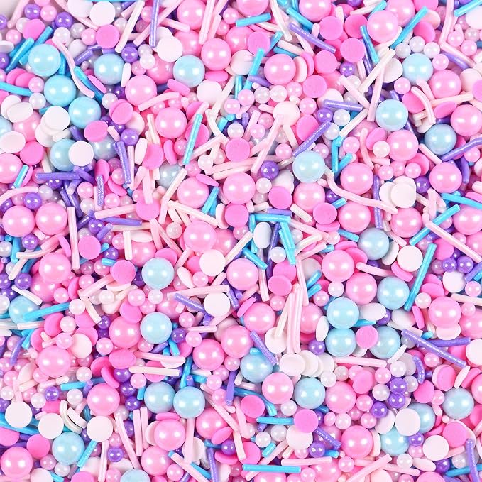 Edible Pink Sprinkle for Cake Decorating, Pink Blue Pearl Sprinkles, Jimmy Sprinkles, Perfect for Baking, Cake, Cupcakes, Macaron, waffles, Ice Cream, and Cookies(120g/4.23oz)