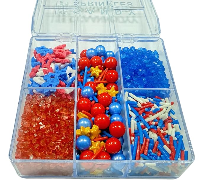Sentovac Edible Sprinkles Mixing for Patriotic 4th of July Independence Day Cake Decorating Cupcake Cookie and Ice Cream Topper Decorations 2.75oz