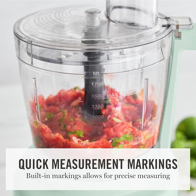Martha Stewart Food Processor, 10-Cup Electric Chopper for Slicing, Shredding, Mincing and Puree, BPA-Free Twist & Lock Bowl, 3 Multipurpose Blades, Variable Speed Dial, Wide Feed Chute, Honeydew