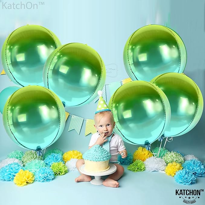 KatchOn, Big Gradient Green Mylar Balloons - 22 Inch, Pack of 6 | XtraLarge Metallic Green Balloons for St Patricks Day Decorations, Tropical Party Decorations, Ramadan Decorations, Birthday Décor