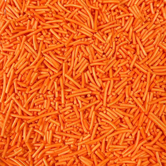 Sentovac Orange Jimmies Sprinkles Edible for Cake Decorating Orange Sprinkles Sugar Candy Cookie Cupcake Topper Ice Cream Baking Decorations Wedding Halloween Christmas Supplies 3.53oz
