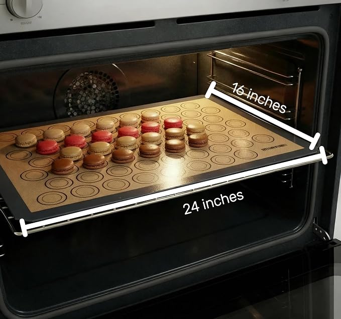Macaron Silicone Baking Mats - Set of 10 - Full Size - 16 x 24inch, Non-Stick Macaron Mat for Perfect Baking - Dishwasher & Oven Safe, Ideal for Macarons, Cookies, Bread, and More
