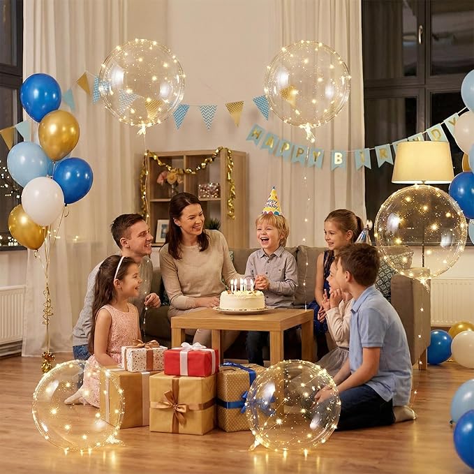 LED Light Up Balloons 20 Pack – 22" Clear Bobo Balloons with 10ft Warm White LED String Lights, 3 Light Modes, Batteries Included – Perfect for Parties, Birthdays, Weddings & Events