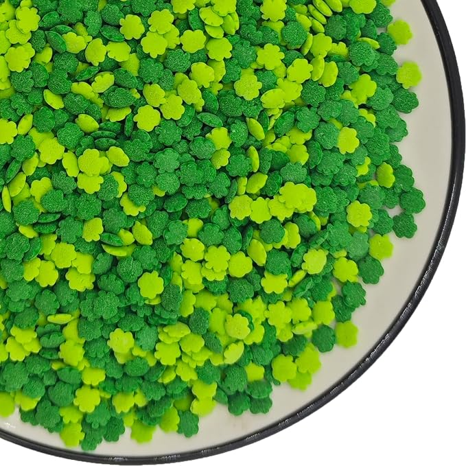 Edible St. Patricks Day Sprinkles, Mini Green&Dark Green Shamrock Sprinkles Clover for Ice Cream Cupcakes Baking Cookies Cake Topping and Cake Decorating, 3.4 oz