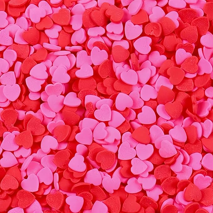 Red & Pink Heart Confetti Sprinkles Edible Heart Cake Decorating Cake Decorations Cupcake Toppers Cookie Decorating Perfect for Cakes, Cupcakes, Desserts Toppings 3OZ