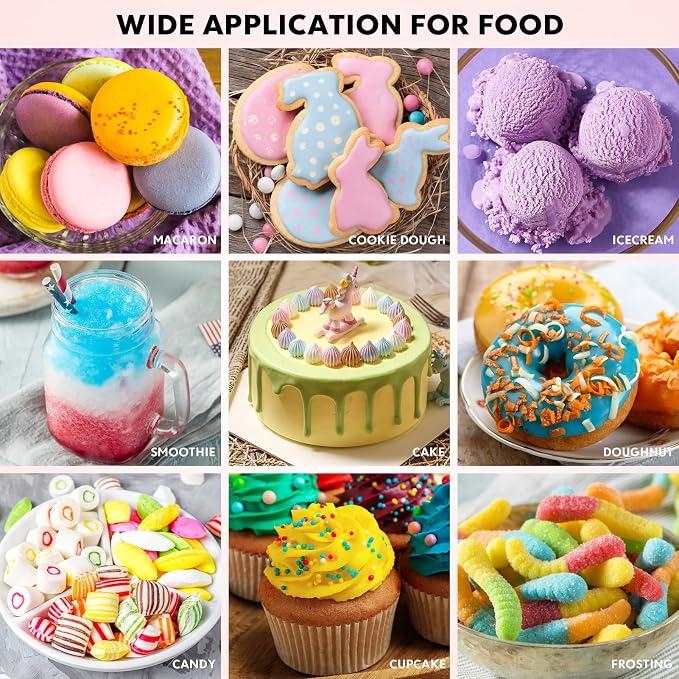 Food Coloring Set - 12 Color Food Grade Vibrant Food Dye and Gel Food Coloring Set - 8 Colors Concentrated Gel Based Food Color