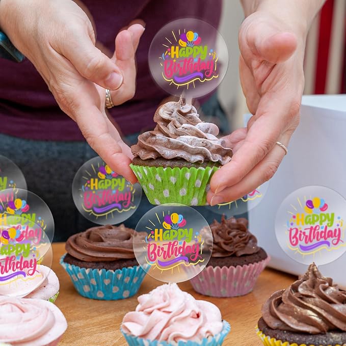 Blank Acrylic Cupcake Toppers, 50 Packs Round Cupcake Topper with Sticks, DIY Dessert Table Cupcake Signs, Suitable for Birthdays, Weddings, Christmas, Baby Showers Cake Decoration