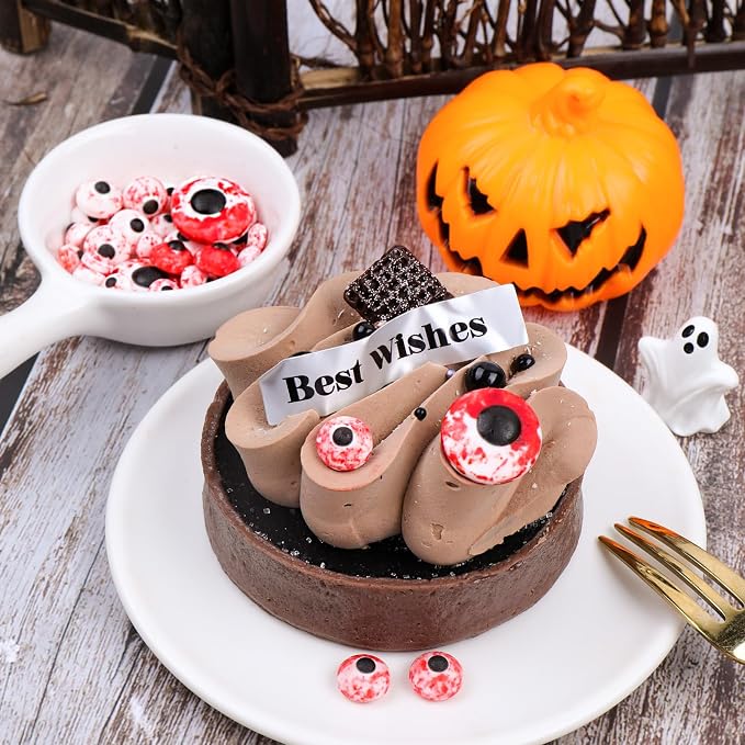 Halloween Sprinkles Edible Candy Eyes, 130g/4.6oz Bloody Red Eyeball Sprinkles for Decorating, Cupcake, Ice Cream, Donuts toppers 7mm 1cm 2cm