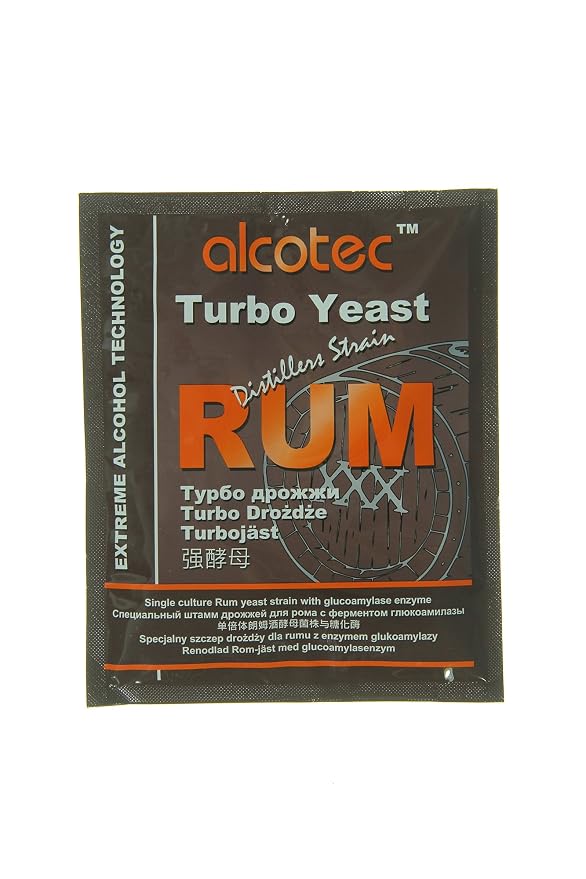 Alcotec Rum Turbo Yeast | Brewers Yeast Powder | Wine Yeast for Wine Making | Dry Yeast | Nutritional Yeast | (4 Packs)
