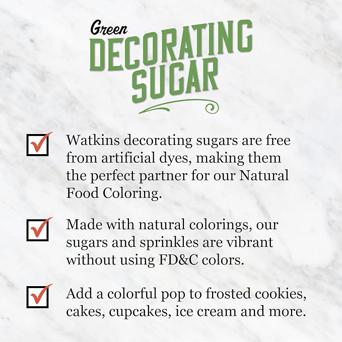 Watkins Green Decorating Sugar, Non-GMO, Kosher, 4.2 Ounce, 2-Pack