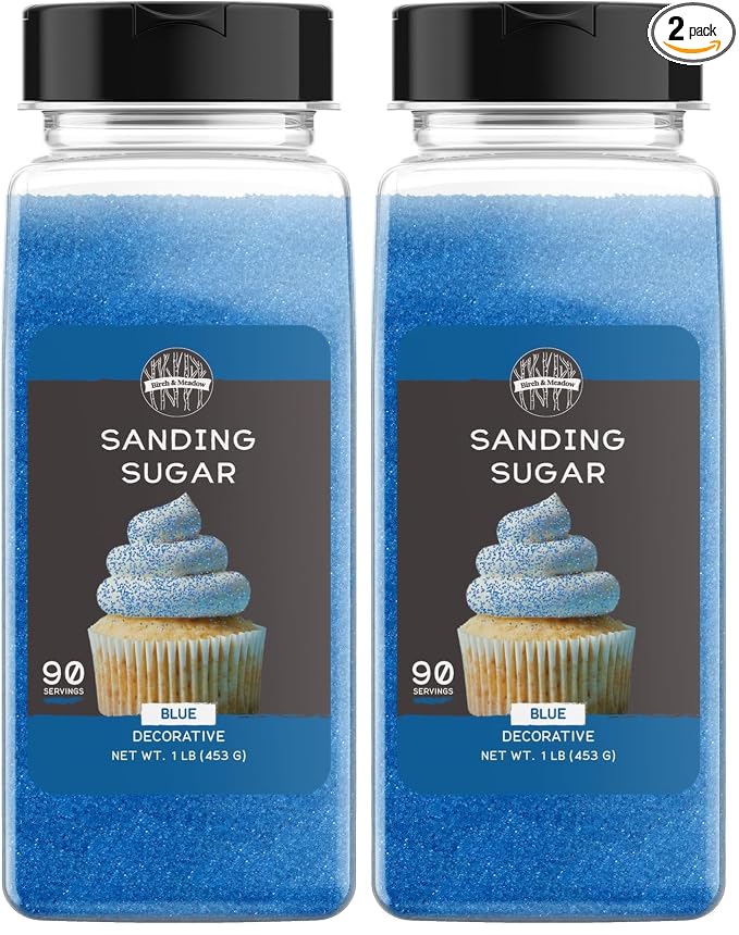 Birch & Meadow Blue Sanding Sugar, 1 lb, Colorful Sugar Crystals for Festive Holiday Baking (Pack of 2)
