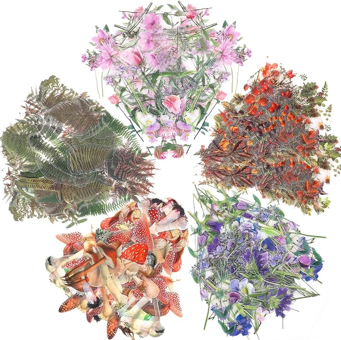 pengxiaomei 200 Pcs Floral Scrapbooking Vintage Stickers, Self-Adhesive Flowers Stickers for Journaling Card Making Scrapbook Style Wall Notebook Letters Window DIY (Mixed Style) Assorted, Multicolor