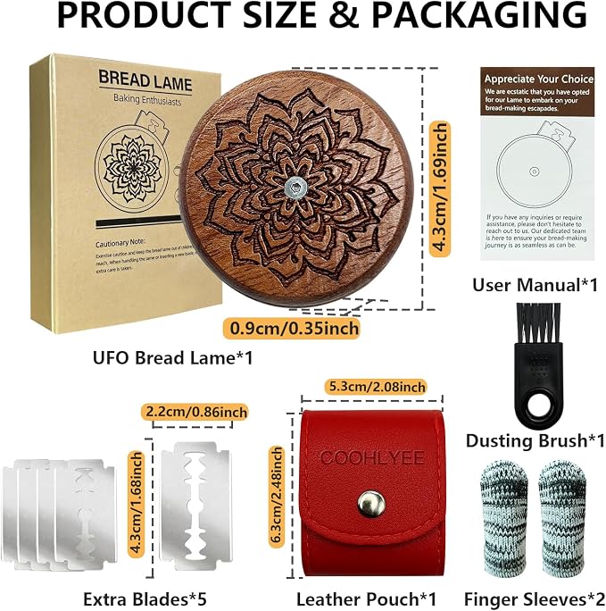 Upgraded UFO Bread Lame Cutter for Homemade Sourdough, Bread Scorer Tool for Sourdough with 5 Blades, Slashing Tool Bread Cutting Knife for Artisan Bread and Baguette Makers