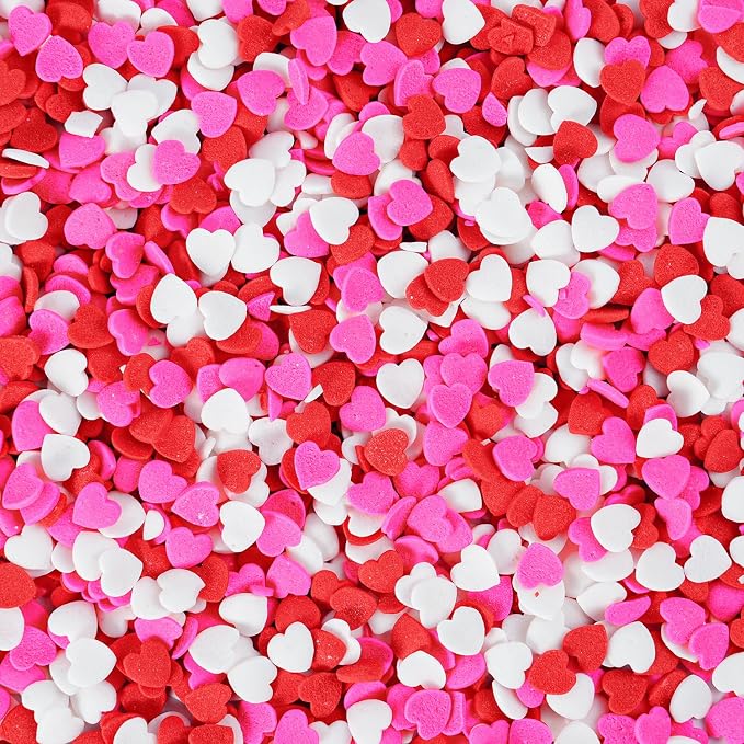 Valentines Sprinkles for Baking, 7oz Pink White and Red Heart Sprinkles for Cake Decorating, Valentine Sprinkles for Cookies, Cake, Cupcake, Ice Cream, Strawberries Toppings