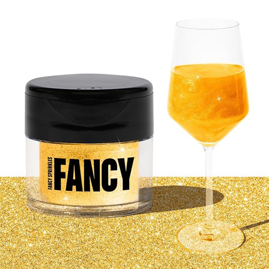 Fancy Sprinkles Fool's Gold Edible Glitter | Luster Dust for Drinks, Cocktails & Cake Decorating | Vegan, Gluten Free, Non-GMO | Made in USA | 4gm