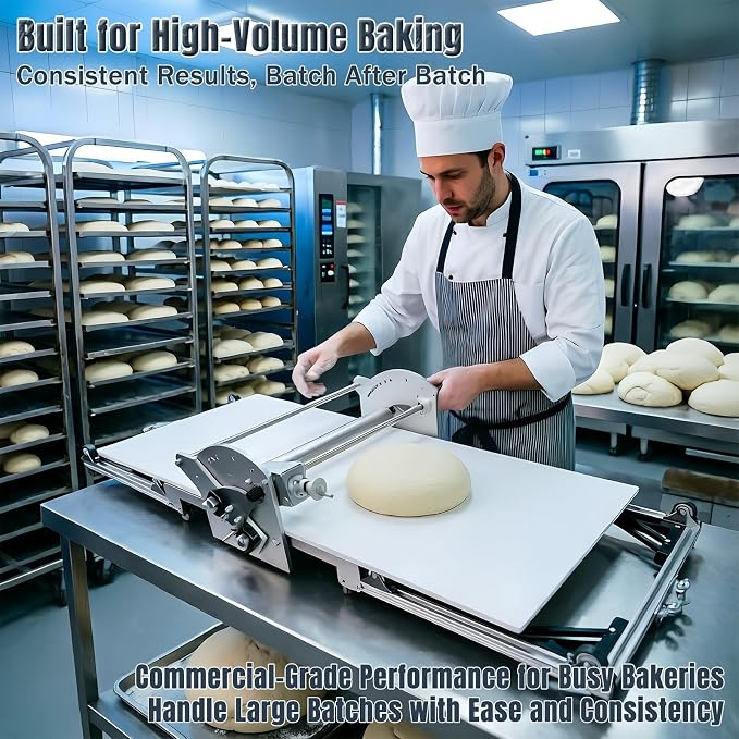Commercial Electric Dough Sheeter, 22.7-Inch Commercial & Home Use Pasta Maker Machine, Adjustable Thickness 0-5mm, Supports forward and reverse control, for Home Bakers and Professional Bakeries
