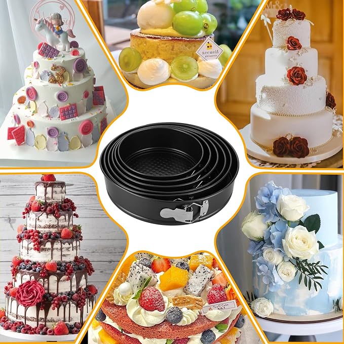 QTLCOHD Cake Pan Set for Baking, 7,8,8.5,9.5,10,11 Inch | Nonstick Springform Pan Set, Leakproof Spring Form Pans for Cheesecake with Removable Bottom, Springform Round Cake Pans Sets