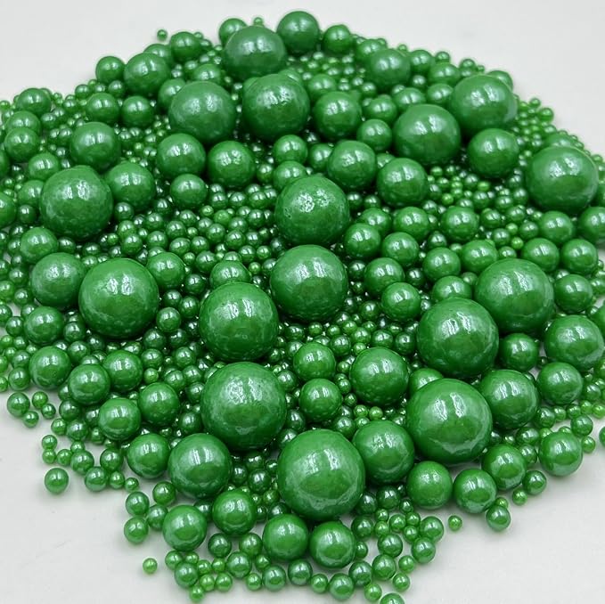 Sentovac Green Pearls Sprinkles Mix | Edible Cake Cupcake Sprinkles 1 Bottle 4.23oz/ 120g | for Wedding Party Baking Cupcake Cookie Ice Cream Decoration Supplies