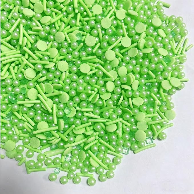 Sentovac Green Sprinkles Edible Green Round Confetti Jimmies Pearls for Cake Decorating Candy Cupcake Cookie Baking Ice Cream Dessert St Patricks Halloween Christmas Holiday Decorations