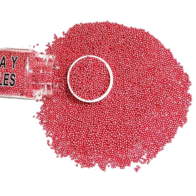 Homipooty Nonpareils Sprinkles Edible Red Pearl Sugar sprinkles 110g/3.88oz 2mm Mini Pearls for Cake Decorating Cupcake Topper and Cookie Ice Cream Valentines Day Halloween Christmas Supplies