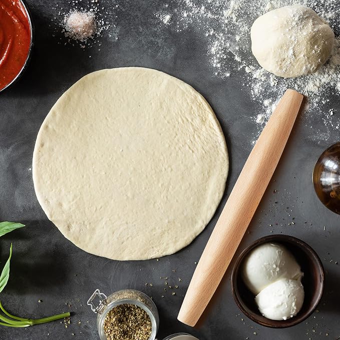 French Rolling Pin for Baking - Tuyotue 11.8 Inches Beech Wood Tapered Rolling Pin Dough Roller for Pizza Dough, Pie Crust Cookie Fondant Dumpling