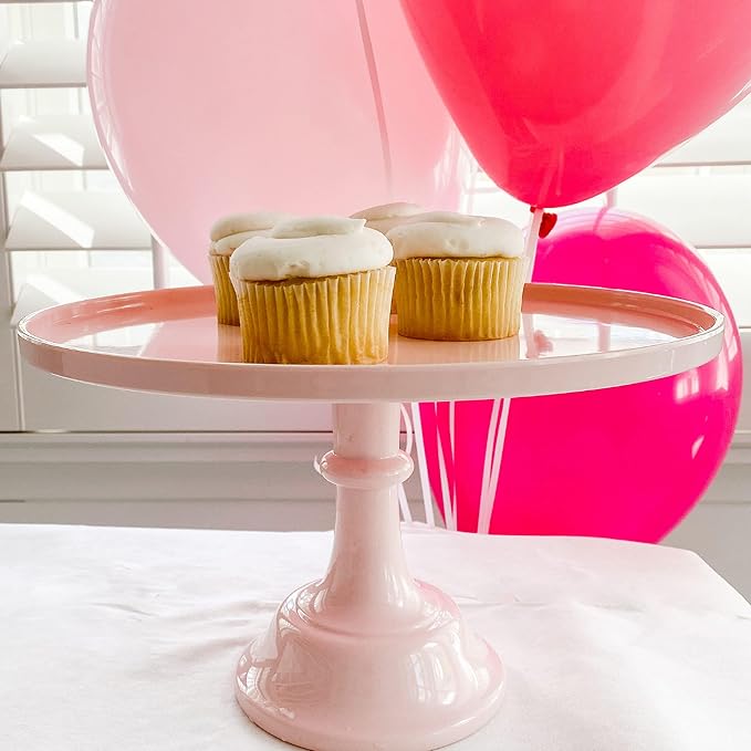 Sprinkles & Confetti 11" Baby Pink Melamine Cake Stand – Reusable Dessert Display for Valentine’s Day, 4th of July, Weddings, Showers & Birthdays