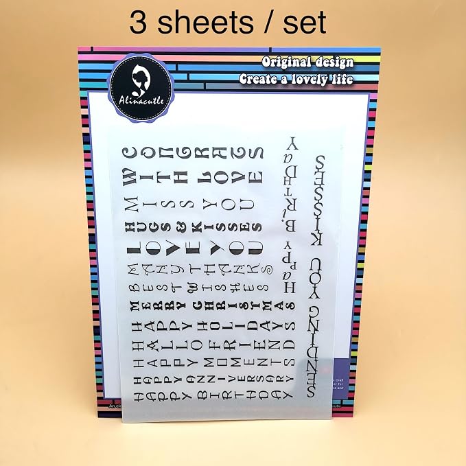 5" x 7"-3pc Vertical Sentiments Love You Foil Transfer Sticker Paper for Handmade Card Making Scrapbooking and Album Journal Invitation Decoration Metallic Hot Foil Transfer Printing Adhesive Sheets