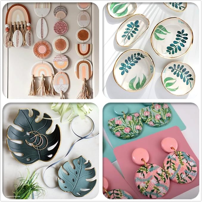 22 Air Dry Clay Tools for Adults Jewelry Making Sculpting Polymer Supplies Acrylic Roller Paint Brushes Set Dotting Scoring Stylus Craft Glue Sponge Silicone Clear Modeling Airdry Earring Kit