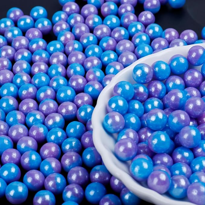 Rainbow Pearl Sprinkles for Cake Decorating - Gradient Blue & Purple Pearl Sprinkles for Baking, Cookies, Cake, Cupcakes, Donuts & Ice Cream Toppings (4.6oz/130g, 7mm)