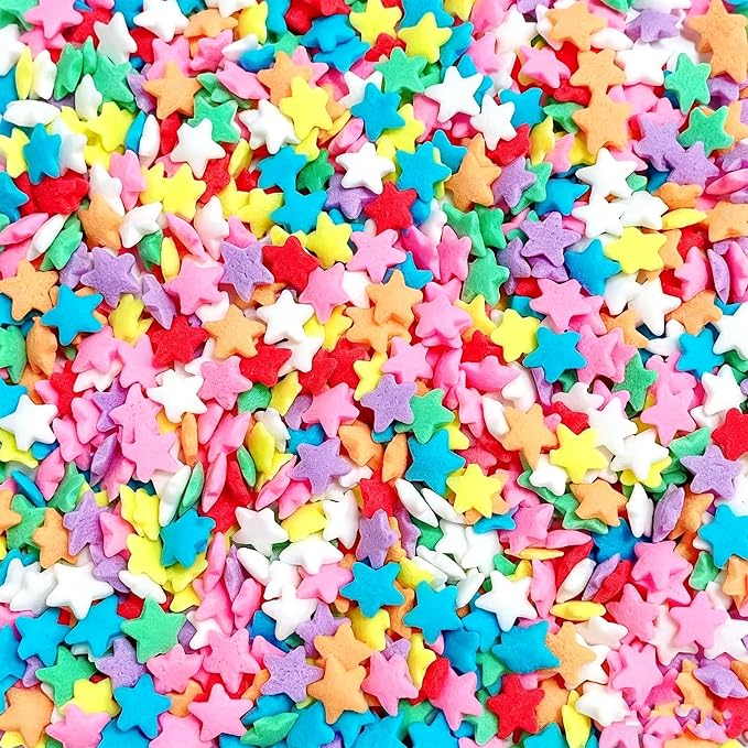 Sentovac Rainbow Star Sprinkles Edible Colorful Confetti Star for Cake Decorating Candy Cake Cupcake Cookie Baking Donuts Ice Cream Decorations Birthday Party Christmas Holiday Supplies