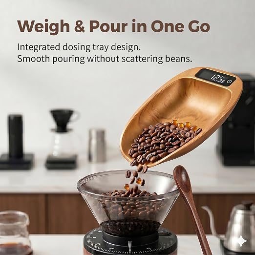 Portable Coffee Scale Mini Electronic Gram Scale Rechargeable Digital Scale for Home Office Coffee Making & Kitchen Use (Gold)