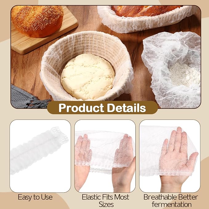Fanfanwin 400 Pcs Banneton Liner Bread Proofing Basket Covers Non Woven Liner Non Stick Dough Bowl Covers for Bread Proofing Disposable for Rising Sourdough Supplies