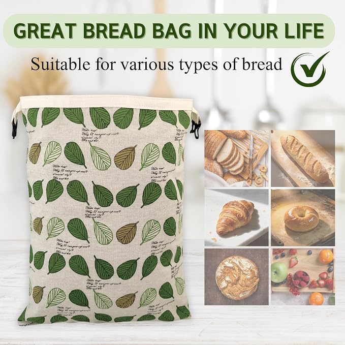 2 Pack Beeswax Bread Bags for Homemade Bread with Zipper, Large 13x17'' Reusable Beeswax Sourdough Bread Storage Bag, Keep Loaves Fresh Longer, Freezer Safe & Airtight, Natural, Zero Waste