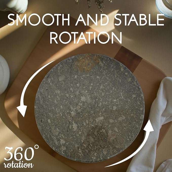 Marble Lazy Susan, Natural Marble Round Tray Turntable Cake Stand, 16" Lazy Susan Cheese Board with Silent Rotating for Serving, Table Display, Cupcake