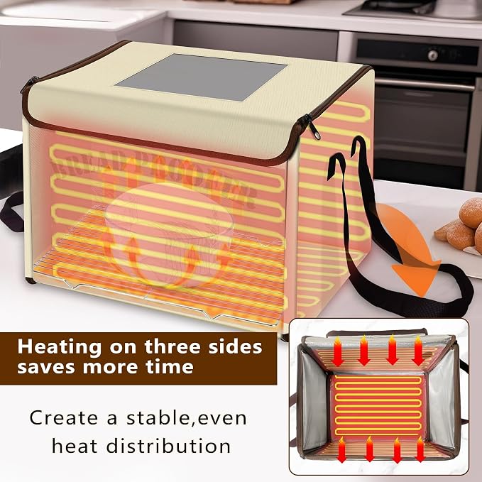 Bread Proofing Box with 3-Sided Heating - Digital Thermostat & Timer (50-113°F) for Perfect Sourdough, Pizza Dough, Yogurt Fermentation, Baking and Rising