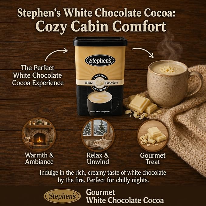 Stephen's Gourmet White Chocolate Hot Cocoa Mix, Rich & Creamy Premium Hot Chocolate, 14 oz (Pack of 3)