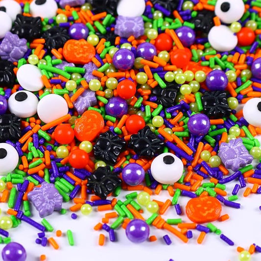 Halloween Sprinkles for Cake Decorating, 3.52oz Purple Eyeball & Pumpkin Sprinkles for Cupcake Topper Cookie Chocolate Cake Ice Cream Baking Decorations Halloween Party