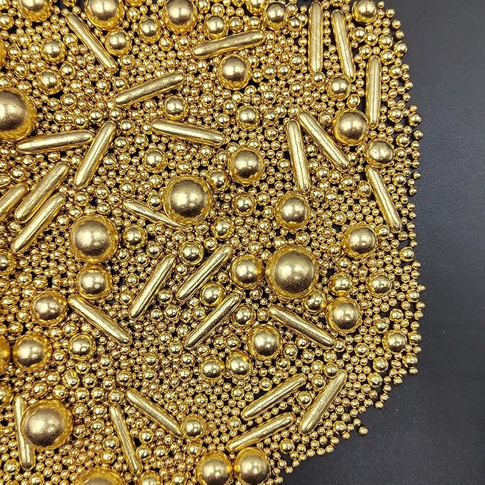 Gold Sprinkles Pearl Sugar Candy Mix Size Baking Cake Decorations Cupcake Toppers Cookie Decorating Wedding Shower Party Valentine Halloween Christmas Supplies 120g/4.23oz