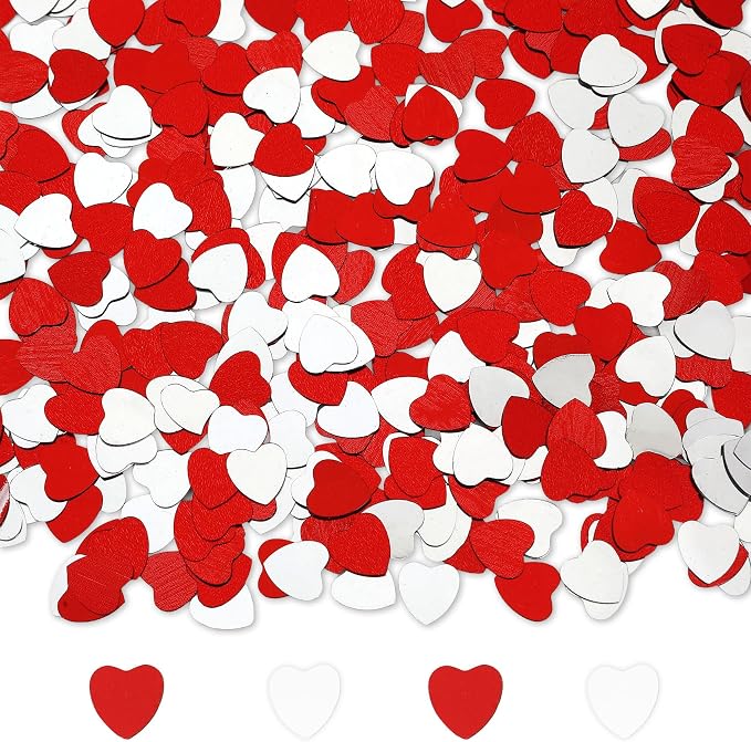 Heart Confetti, Valentines Day Heart Glitter Confetti Decorations, 50g Red Sliver Metallic Foil Sequins Sprinkles Table Decorations for Valentine's Day Wedding Home Birthday Anniversary Party Supplies