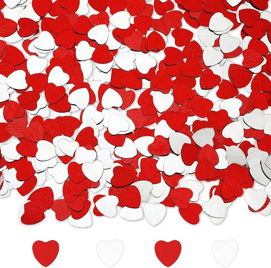 Heart Confetti, Valentines Day Heart Glitter Confetti Decorations, 50g Red Sliver Metallic Foil Sequins Sprinkles Table Decorations for Valentine's Day Wedding Home Birthday Anniversary Party Supplies