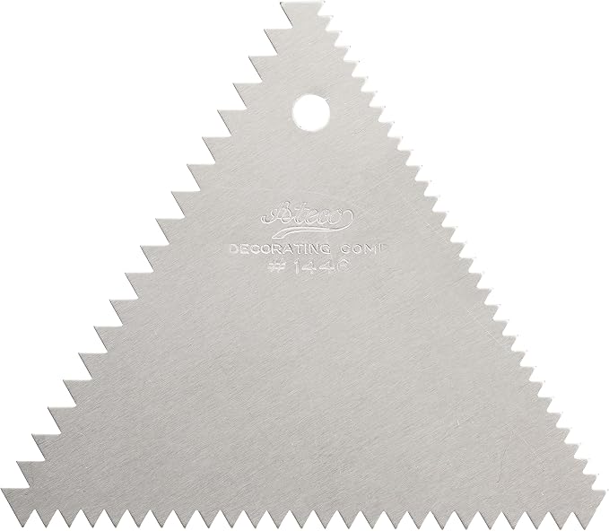 Ateco 1446 - 3 Sided Decorating Comb and 1447- 4 Sided Decorating Comb & Icing Smoother, 2 Pc Set,Silver